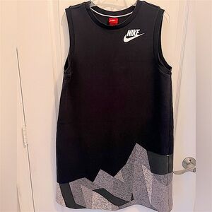 NWOT Black Nike Sweatshirt Dress with Geometric Decorative Design @the bottom